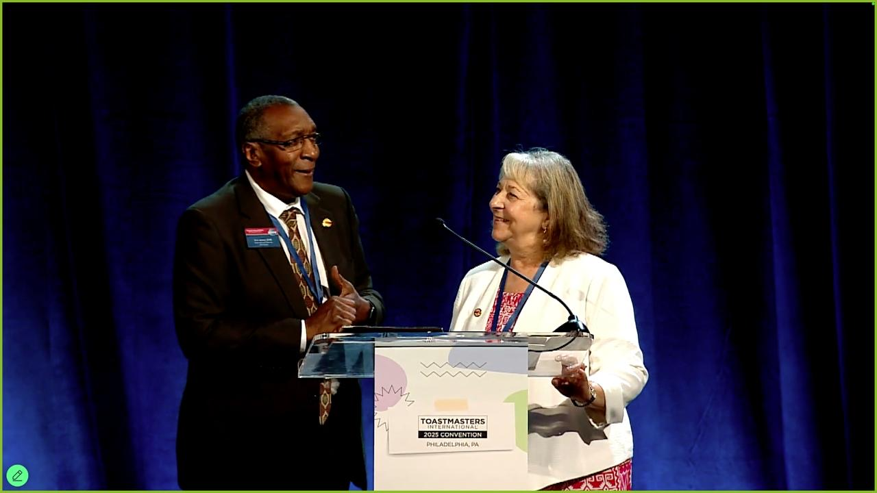 Co-hosts Tom Jones DTM PID and Carole Murphy DTM PDD announce that Vancouver will be the location for the 2026 Toastmasters International Convention.