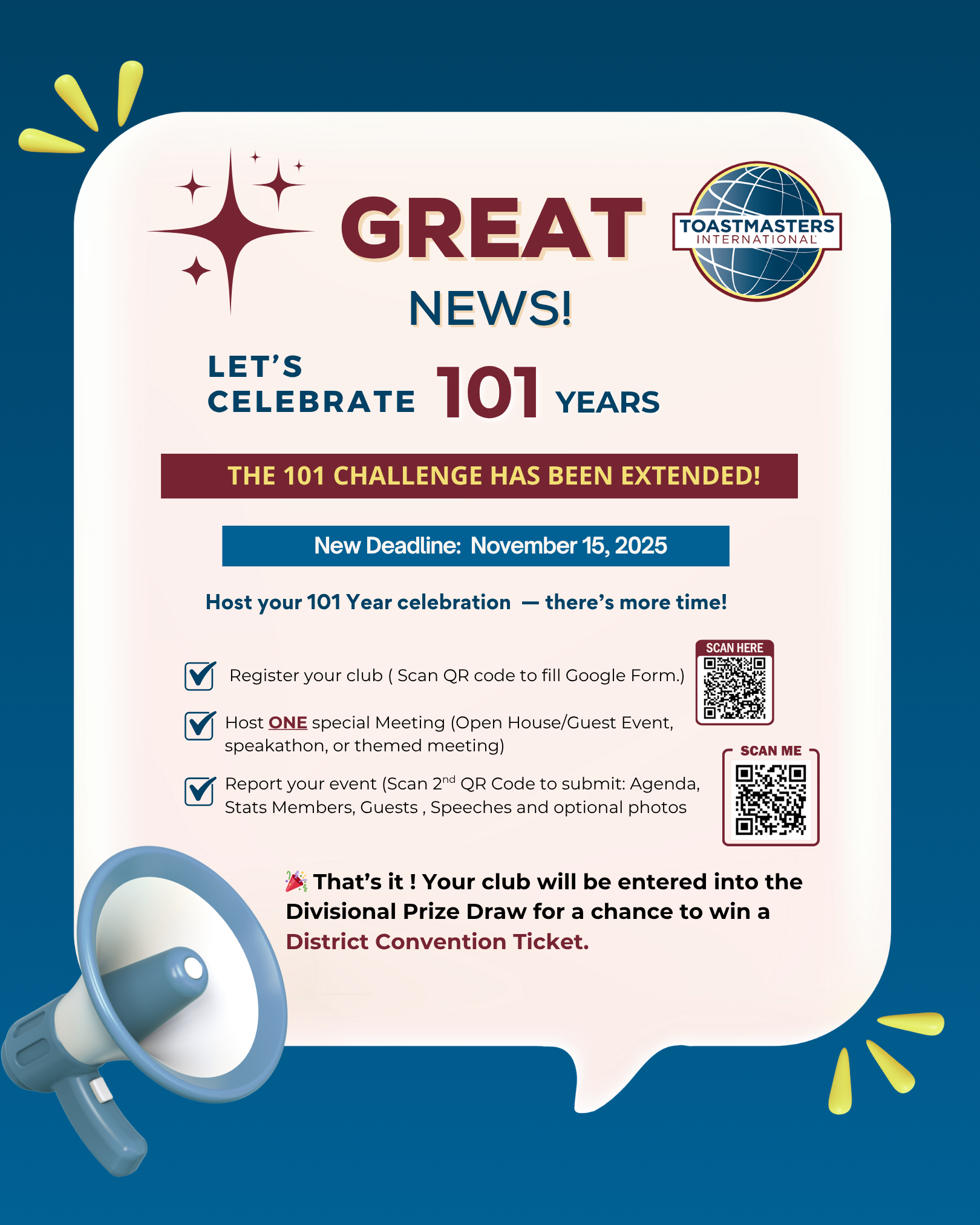 District 21 #101Challenge – Celebrate 101 Years of Toastmasters Legacy