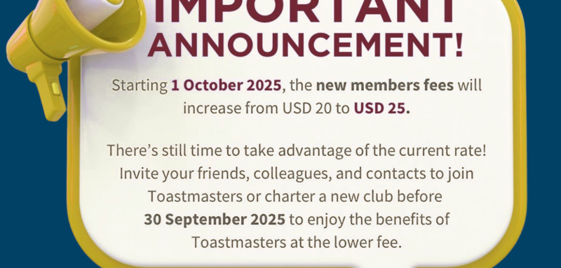 One-Time New Member Fee Increase